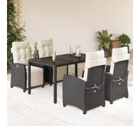5-delige Tuinset met kussens poly rattan zwart3212884