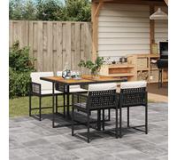 Vidaxl Ensemble À Manger De Jardin Coussins 5pcs Noir Résine Tressée