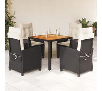 5-delige Tuinset met kussens poly rattan zwart3212654
