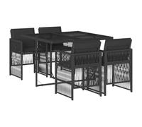 vidaXL Ensemble à Manger de Jardin Coussins 5pcs Noir Résine tressée