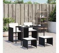 Vidaxl Ensemble À Manger De Jardin Coussins 5pcs Noir Résine Tressée