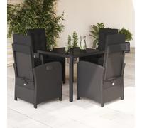 Vidaxl Ensemble À Manger De Jardin Coussins 5pcs Noir Résine Tressée