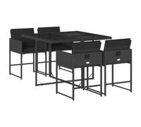 vidaXL Ensemble de jardin 5 pièces 3278022 – Résine tressée, coussins Noir