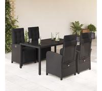 5-delige Tuinset met kussens poly rattan zwart3212458