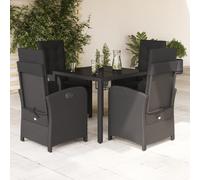 Vidaxl Ensemble À Manger De Jardin Coussins 5pcs Noir Résine Tressée