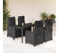 Ensemble à Manger de Jardin avec Coussins Table 9 pcs Noir Résine Tressée vidaX
