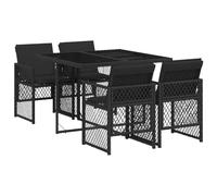 vidaXL Ensemble à manger de jardin 5 pcs avec coussins en résine tressée Noir