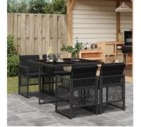 vidaXL Ensemble à manger de jardin 5 pcs avec coussins en résine tressée Noir