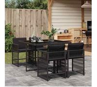 vidaXL Ensemble à manger de jardin 3211615 – 5 pcs avec coussins, résine tressée noir