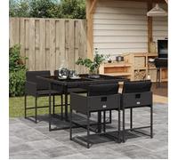 vidaXL Ensemble de jardin 5 pièces 3278022 – Résine tressée, coussins Noir