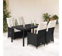 vidaXL Ensemble de jardin 5 pièces avec coussins Noir Poly Rattan