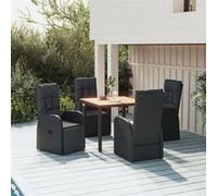 Ensemble à manger de jardin coussins 5pcs Noir Résine tressée vidaXL
