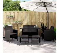 vidaXL Ensemble à manger de jardin coussins 6pcs noir résine tressée363398 Noir G