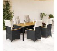 vidaXL Ensemble de jardin 7 pièces avec coussins Noir Poly Rattan