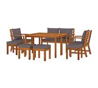 vidaXL – Ensemble de salle à manger de jardin 9 pièces – Bois acacia – Coussins