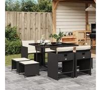 vidaXL Ensemble à Manger de Jardin Coussins 9pcs, Chaises à Manger avec Accoudoirs, Ensemble de Meubles avec Table, Moderne, 3211134 Multicolore G