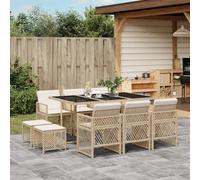 Vidaxl Ensemble À Manger De Jardin Et Coussins 11 Pcs Beige Poly Rotin