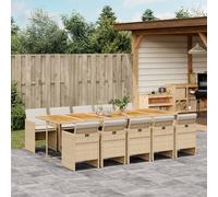 Vidaxl Ensemble À Manger De Jardin Et Coussins 11 Pcs Beige Poly Rotin