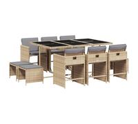 Vidaxl Ensemble À Manger De Jardin Et Coussins 11 Pcs Mélange Beige