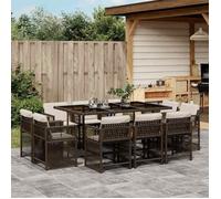 vidaXL Ensemble à manger de jardin et coussins 11 pcs marron rotin 3211749