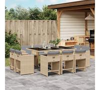 Vidaxl Ensemble À Manger De Jardin Et Coussins 11 Pcs Mélange Beige