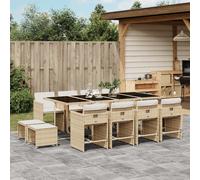 Vidaxl Ensemble À Manger De Jardin Et Coussins 13 Pcs Beige