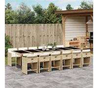 vidaXL Ensemble à Manger de Jardin et Coussins 13 pcs, Chaises à Manger avec Accoudoirs, Ensemble de Meubles avec Table, 3211126 Beige G