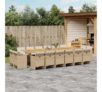 Vidaxl Ensemble À Manger De Jardin Et Coussins 17 Pcs Beige