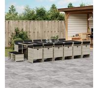 Vidaxl Ensemble À Manger De Jardin Et Coussins 17 Pcs Gris Clair Rotin