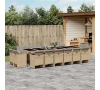 Vidaxl Ensemble À Manger De Jardin Et Coussins 17 Pcs Mélange Beige