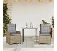 vidaXL Ensemble à manger de jardin et coussins 3 pcs Beige poly rotin 3262868 Beige G