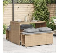 vidaXL Ensemble de salle à manger d'extérieur 3 pcs avec coussins Beige poly rotin 4003905