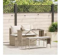 vidaXL Ensemble à manger de jardin et coussins 3 pcs Beige poly rotin, ensemble de salle à manger d'extérieur, meuble de 4104185