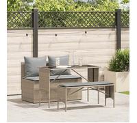 vidaXL Ensemble à manger de jardin et coussins 3 pcs Beige poly rotin, ensemble de salle à manger d'extérieur, meuble de 4104184