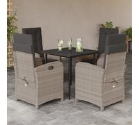 Vidaxl Ensemble À Manger De Jardin Et Coussins 5 Pcs Gris Clair Rotin