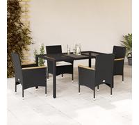 Vidaxl Ensemble À Manger De Jardin Et Coussins 5 Pcs Noir Rotin Verre