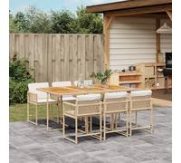 Vidaxl Ensemble À Manger De Jardin Et Coussins 7 Pcs Beige Poly Rotin