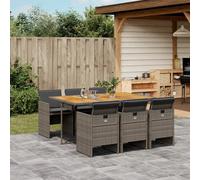 Vidaxl Ensemble À Manger De Jardin Et Coussins 7 Pcs Gris Rotin