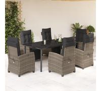 Vidaxl Ensemble À Manger De Jardin Et Coussins 7 Pcs Gris Rotin