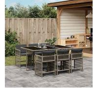 vidaXL Ensemble à manger de jardin 7 pcs avec coussins Gris rotin 3211628