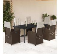 Ensemble à Manger de Jardin et Coussins Table 7 pcs Marron Résine Tressée vidaXL