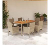Vidaxl Ensemble À Manger De Jardin Et Coussins 7pcs Beige Rotin Acacia