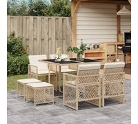 Vidaxl Ensemble À Manger De Jardin Et Coussins 9 Pcs Beige Poly Rotin