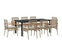 Vidaxl Ensemble À Manger De Jardin Et Coussins 9 Pcs Beige Poly Rotin
