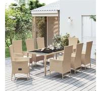 Ensemble à manger de jardin et coussins 7 pcs beige poly rotin vidaXL