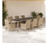 9-delige Tuinset met kussens poly rattan en glas beige3278595