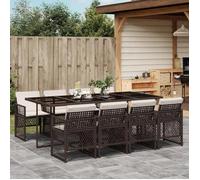 vidaXL Salon de jardin 9 pièces 3210741 en poly rotin avec coussins Marron