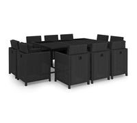vidaXL Ensemble à manger d'extérieur 11 pièces avec coussins en poly rotin noir 46379