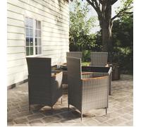 vidaXL Ensemble à manger d'extérieur 5pcs coussins résine tressée gris 3094935
