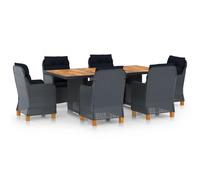 Salon de jardin resine tressee gris 7 personnes 200.0 x 100 x 74 7 pieces